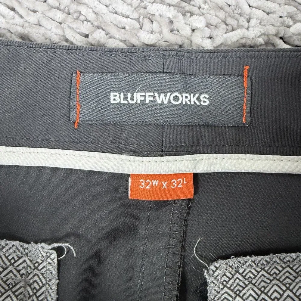 Bluffworks Chino Pants Mens 32x32 Tailored Fit Gray Stretch Business Preppy NYC